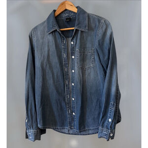 Women's LondonJean Denim Button Down Shirt 100% Cotton Shirt, M, Blue